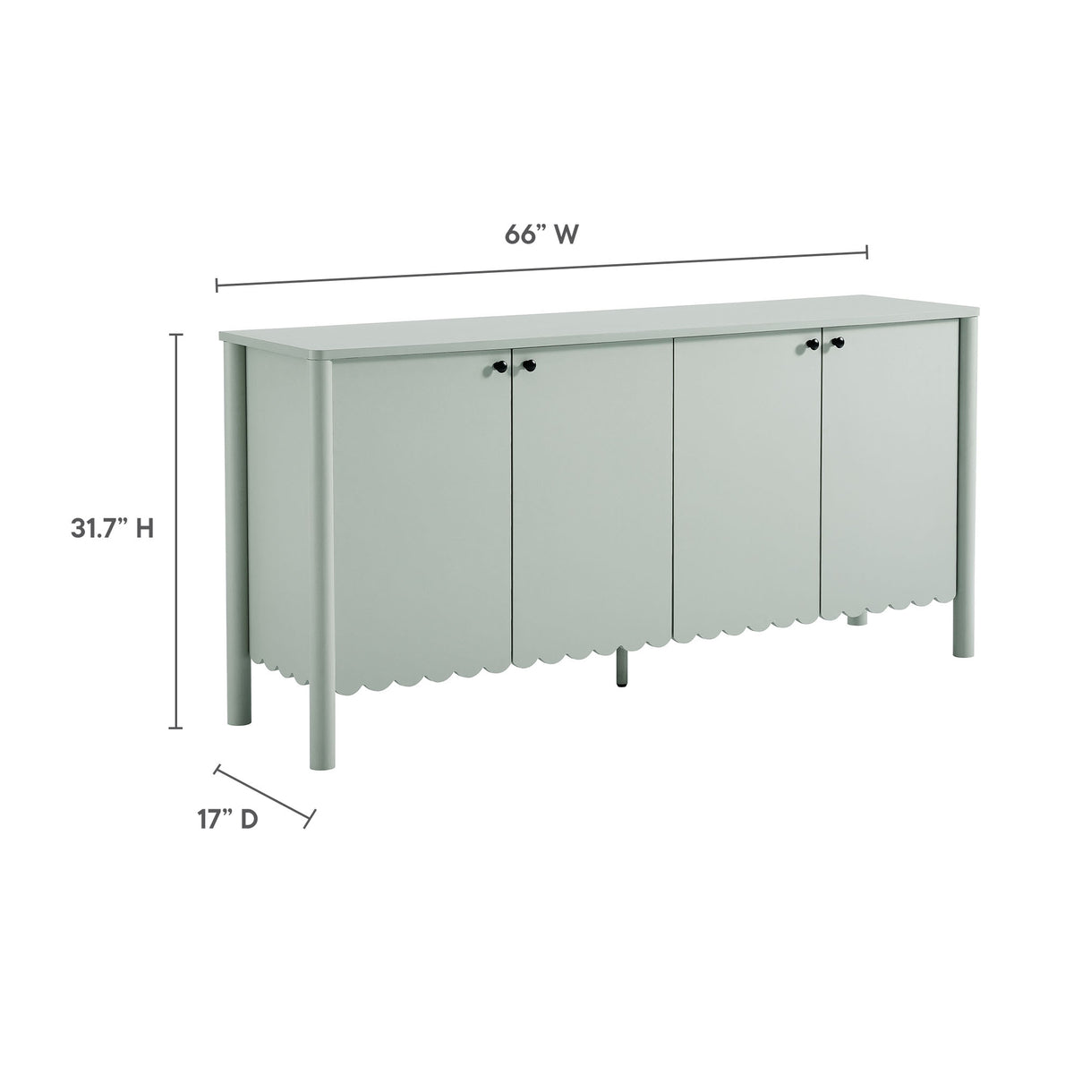 Emmeline 66" 4-Door Scalloped Sideboard Cabinet - Sage