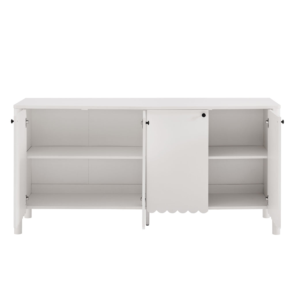 Emmeline 66" 4-Door Scalloped Sideboard Cabinet - White