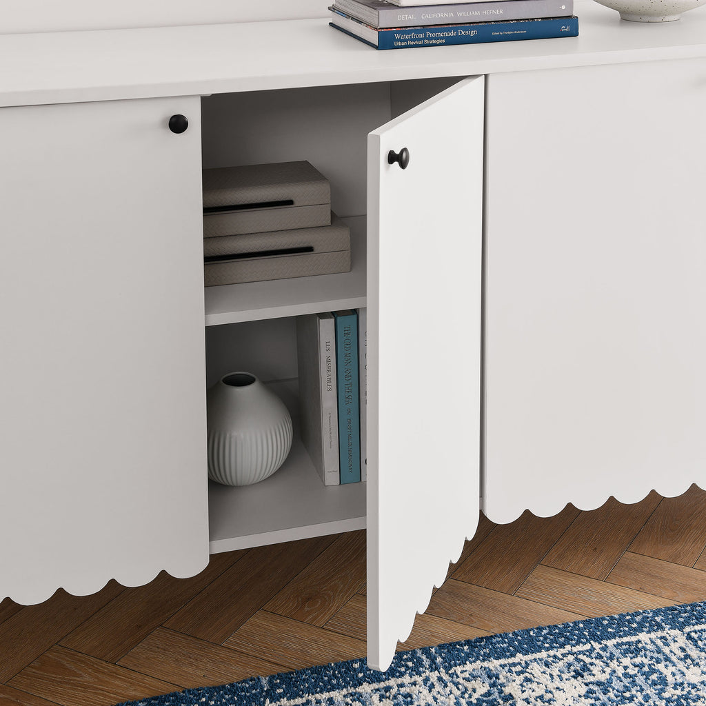 Emmeline 66" 4-Door Scalloped Sideboard Cabinet - White