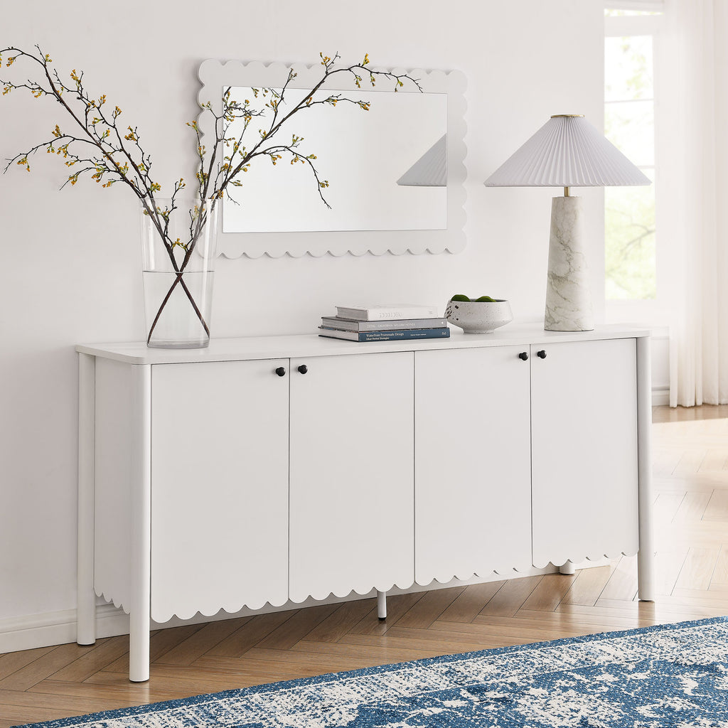 Emmeline 66" 4-Door Scalloped Sideboard Cabinet - White