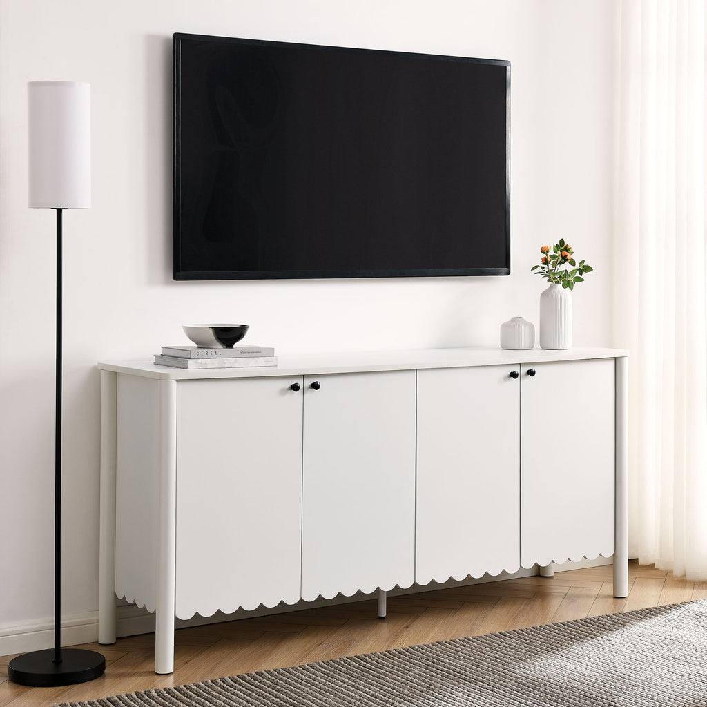 Emmeline 66" 4-Door Scalloped Sideboard Cabinet - White