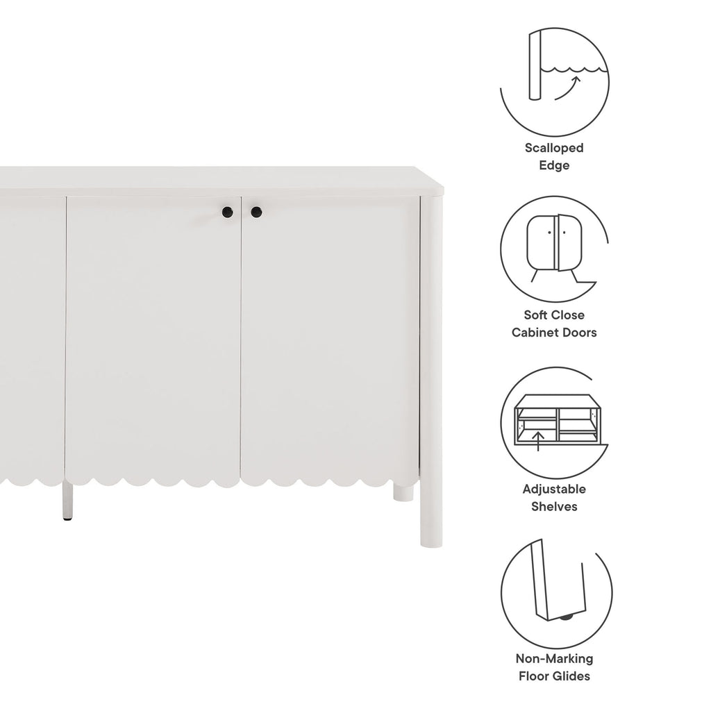 Emmeline 66" 4-Door Scalloped Sideboard Cabinet - White