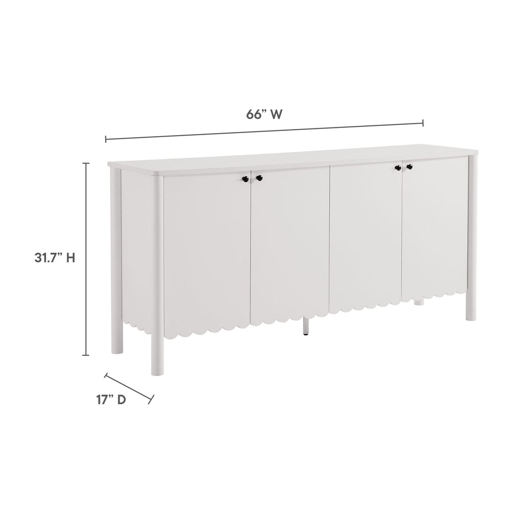 Emmeline 66" 4-Door Scalloped Sideboard Cabinet - White