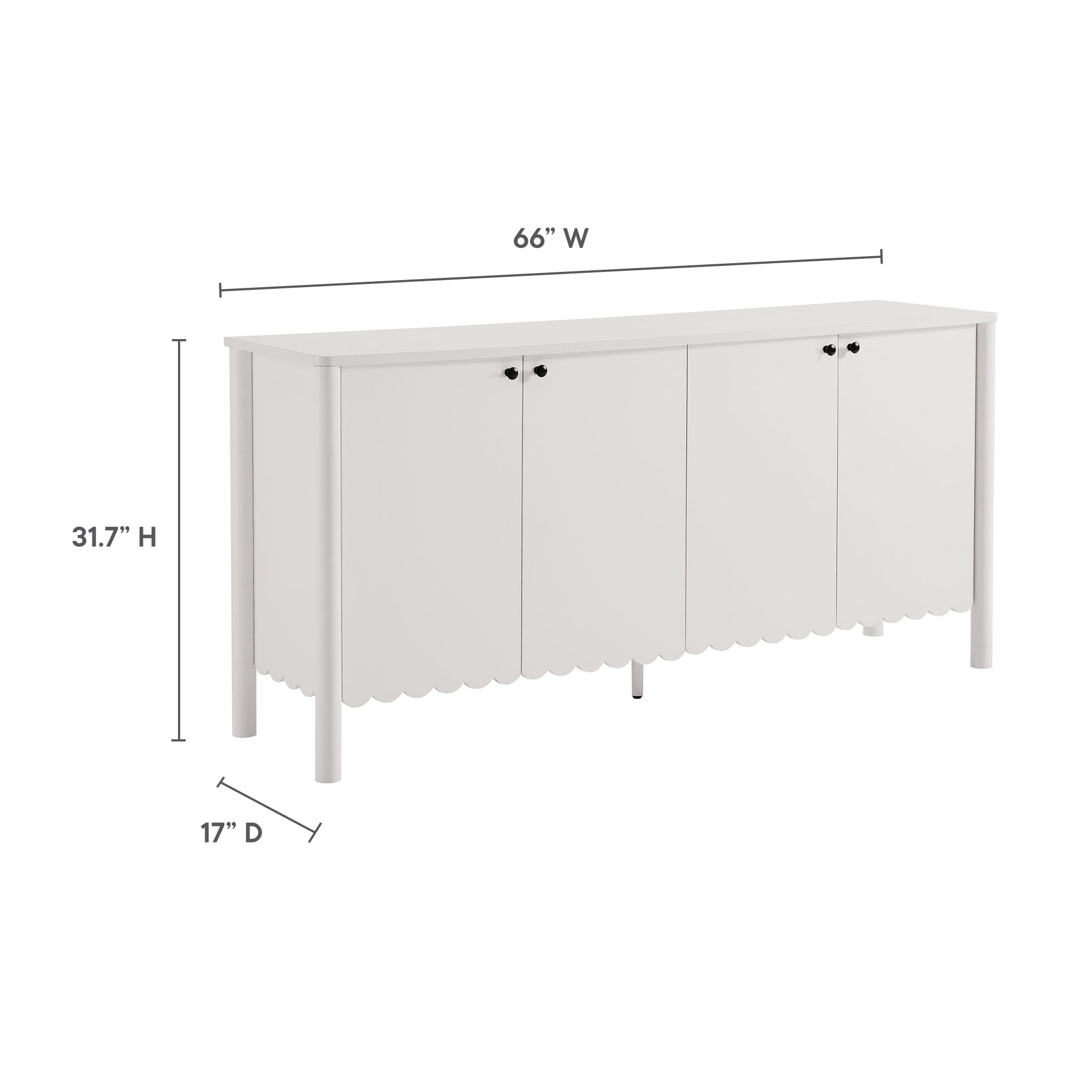 Emmeline 66" 4-Door Scalloped Sideboard Cabinet - White