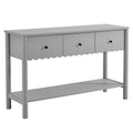 Emmeline 3-Drawer Scalloped Console Table - Light Gray