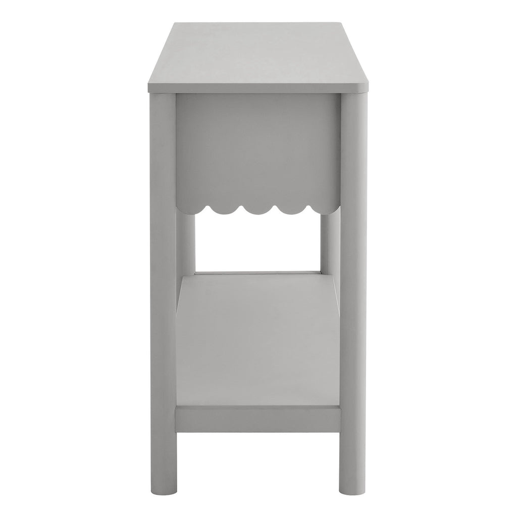Emmeline 3-Drawer Scalloped Console Table - Light Gray