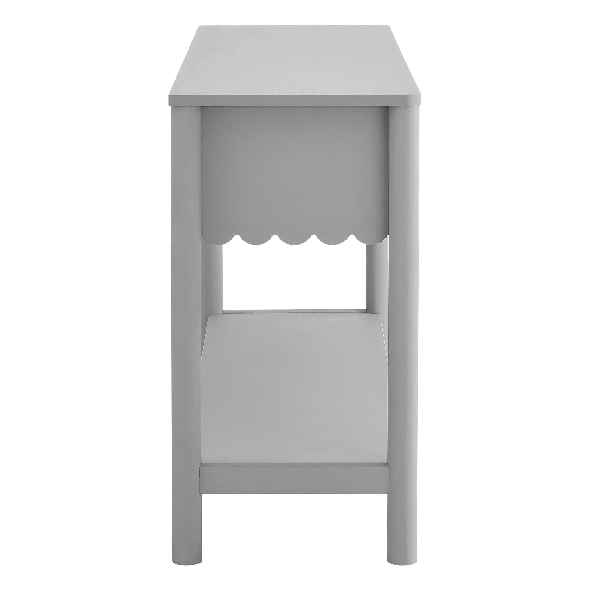 Emmeline 3-Drawer Scalloped Console Table - Light Gray