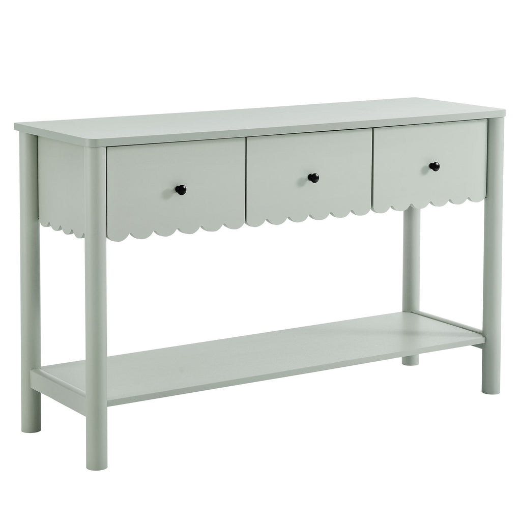 Emmeline 3-Drawer Scalloped Console Table - Sage