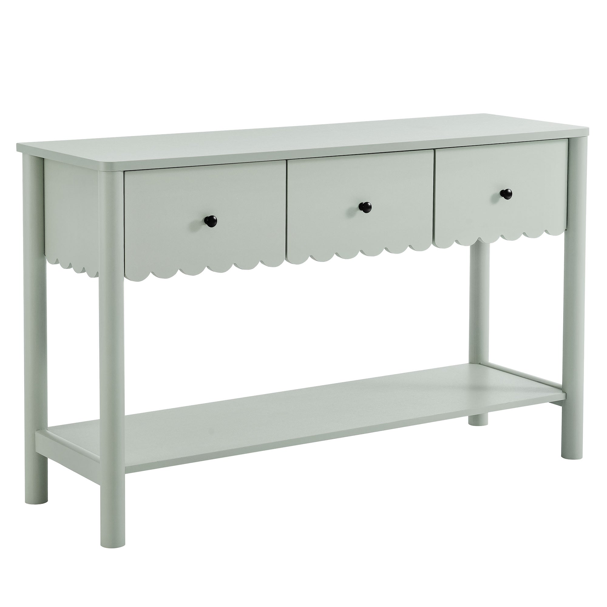Emmeline 3-Drawer Scalloped Console Table - Sage