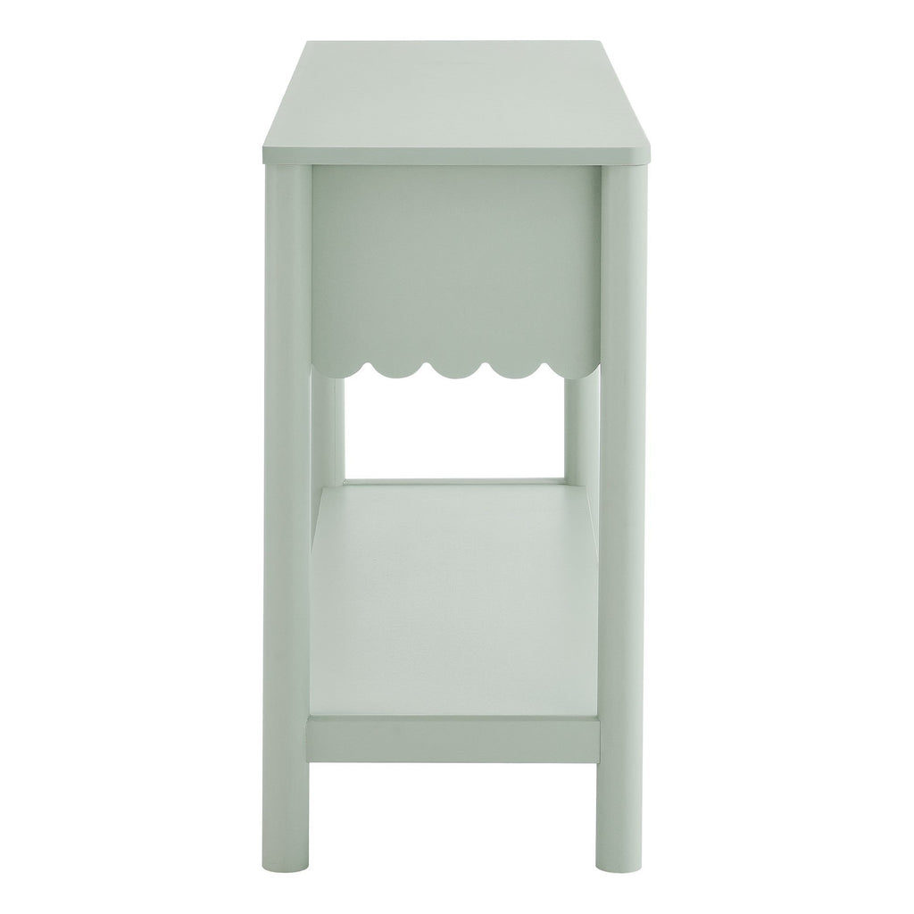 Emmeline 3-Drawer Scalloped Console Table - Sage