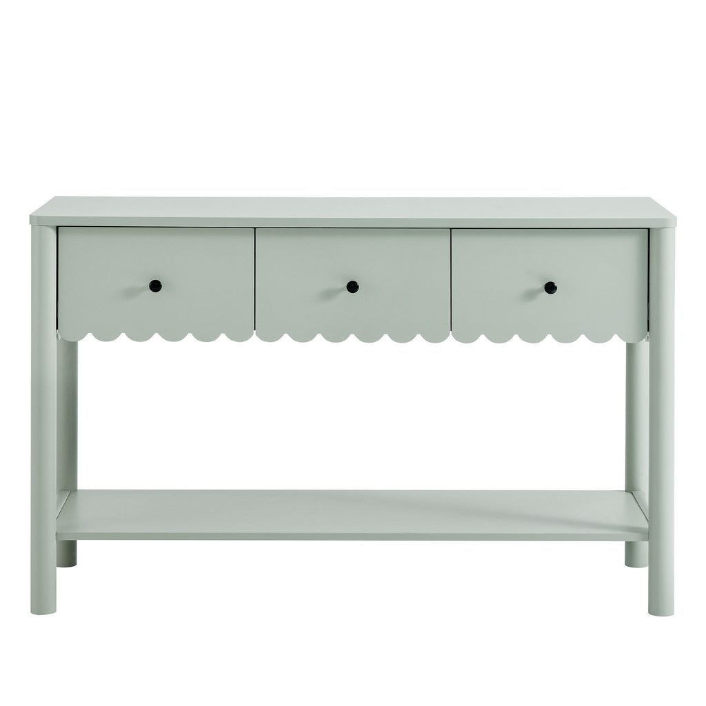 Emmeline 3-Drawer Scalloped Console Table - Sage