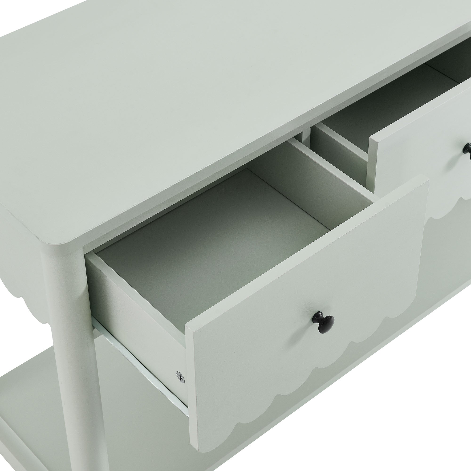 Emmeline 3-Drawer Scalloped Console Table - Sage