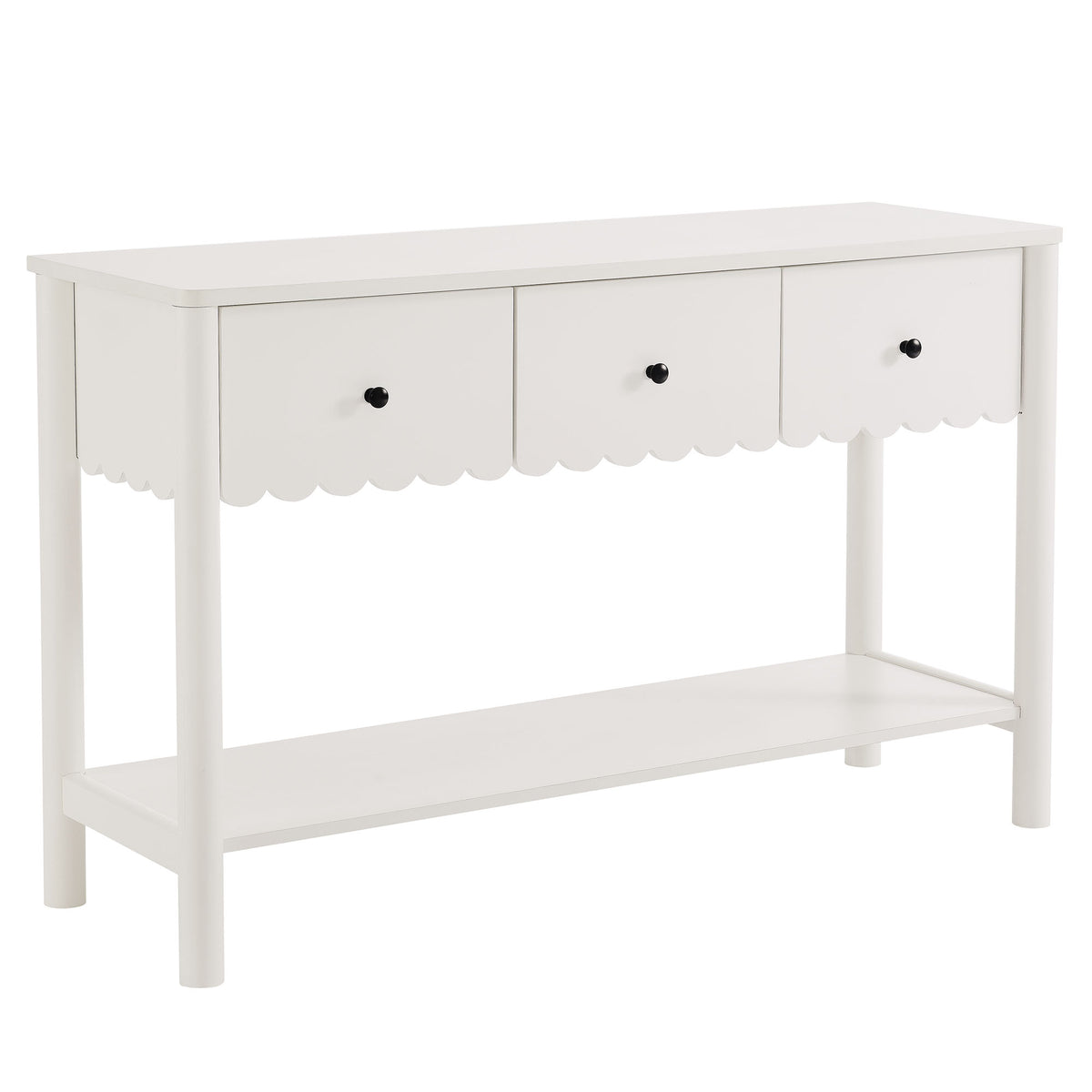 Emmeline 3-Drawer Scalloped Console Table - White