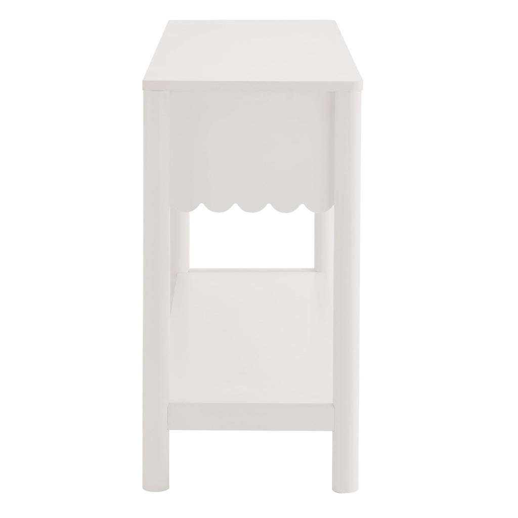 Emmeline 3-Drawer Scalloped Console Table - White