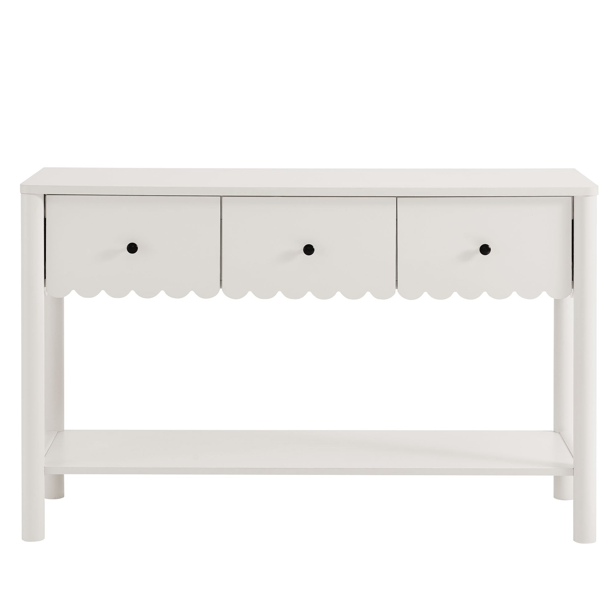 Emmeline 3-Drawer Scalloped Console Table - White