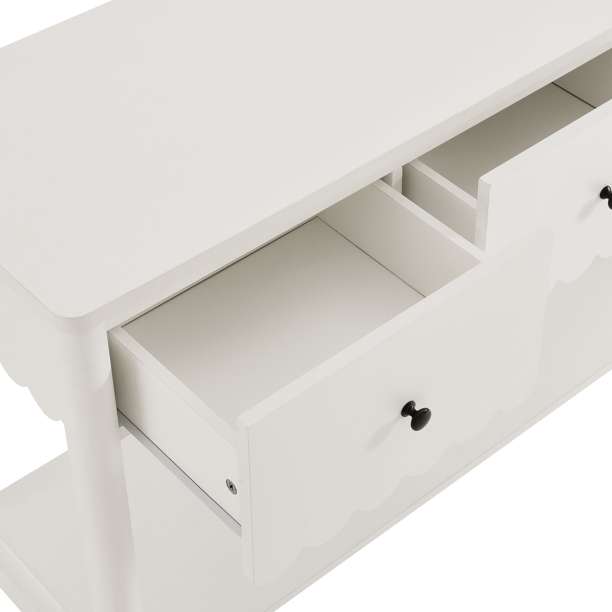 Emmeline 3-Drawer Scalloped Console Table - White