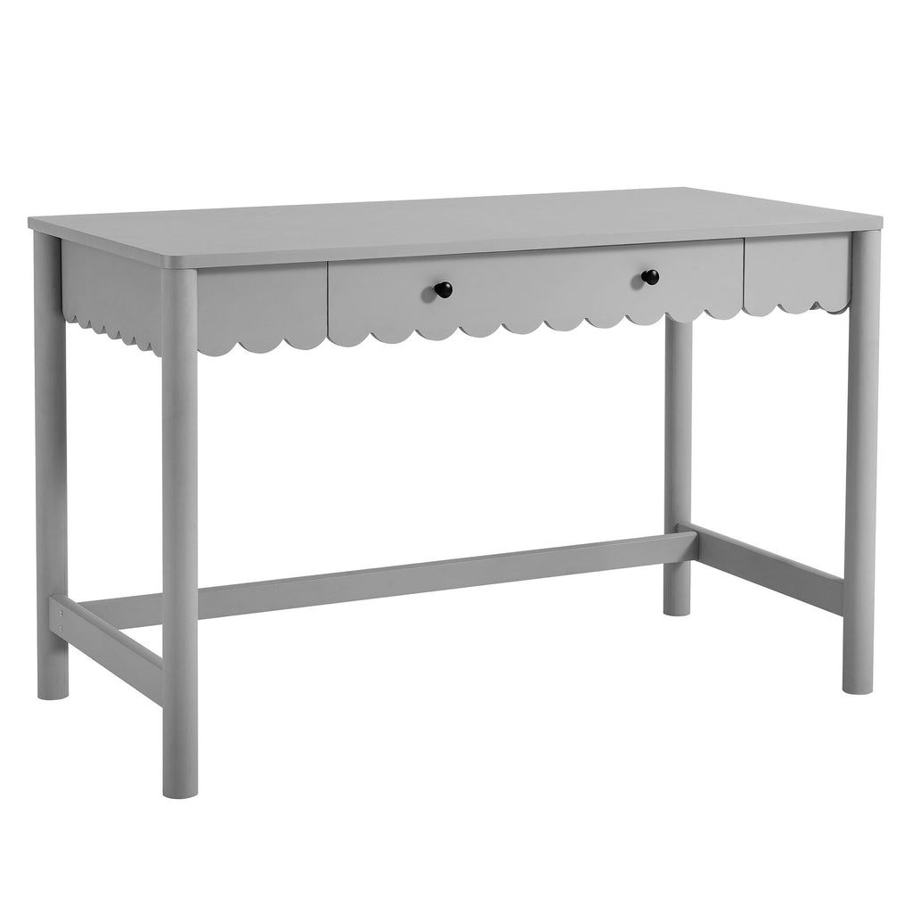 Emmeline 1-Drawer Scallop Writing Desk - Light Gray