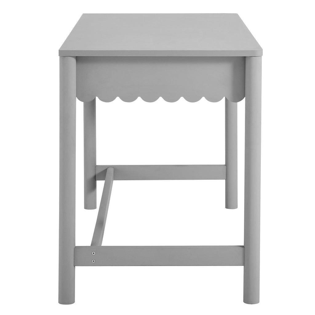Emmeline 1-Drawer Scallop Writing Desk - Light Gray