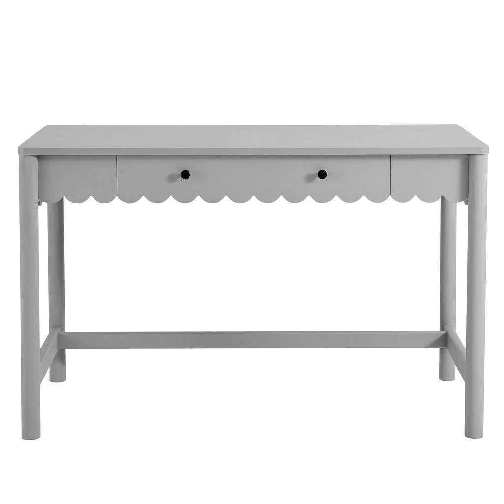 Emmeline 1-Drawer Scallop Writing Desk - Light Gray