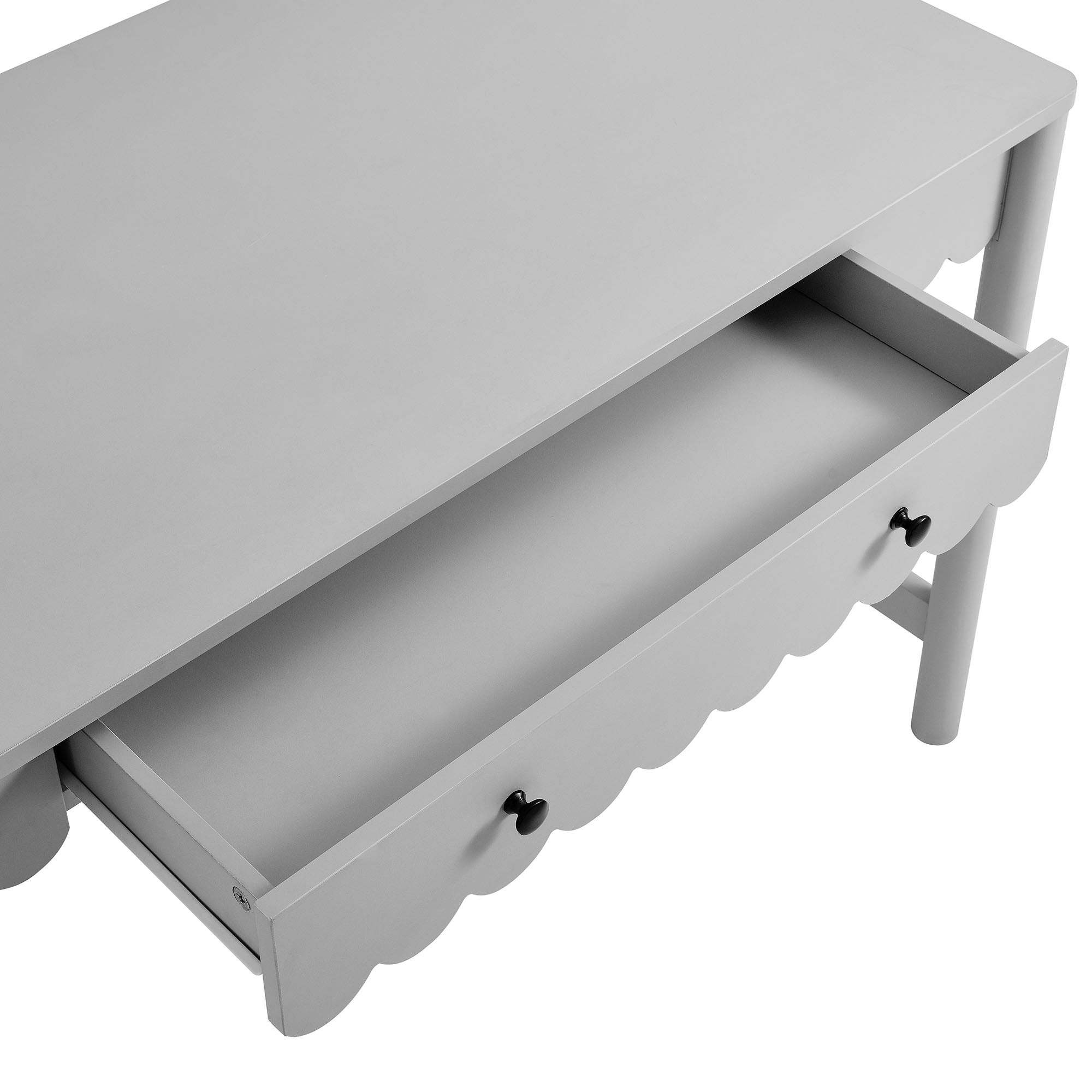Emmeline 1-Drawer Scallop Writing Desk - Light Gray