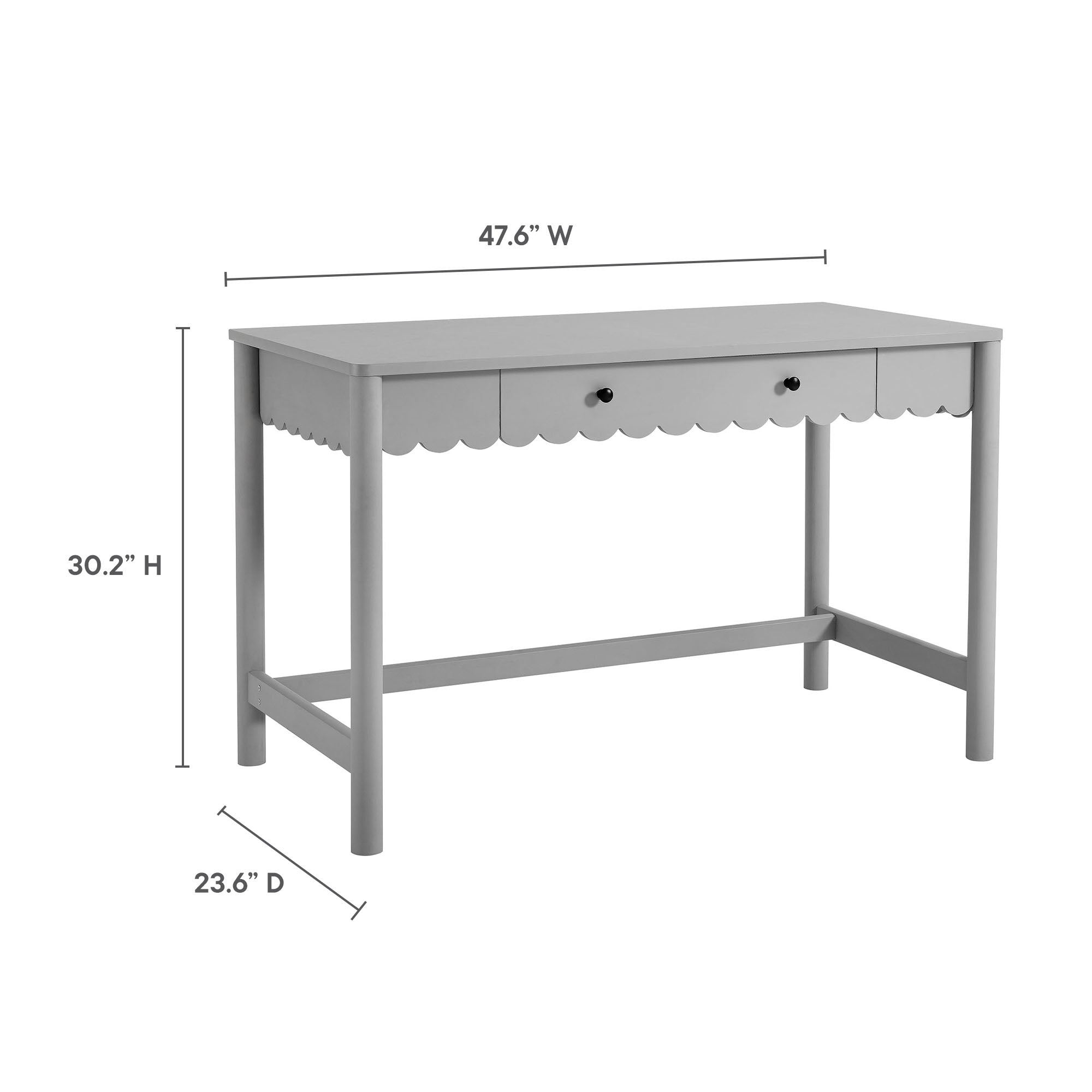 Emmeline 1-Drawer Scallop Writing Desk - Light Gray