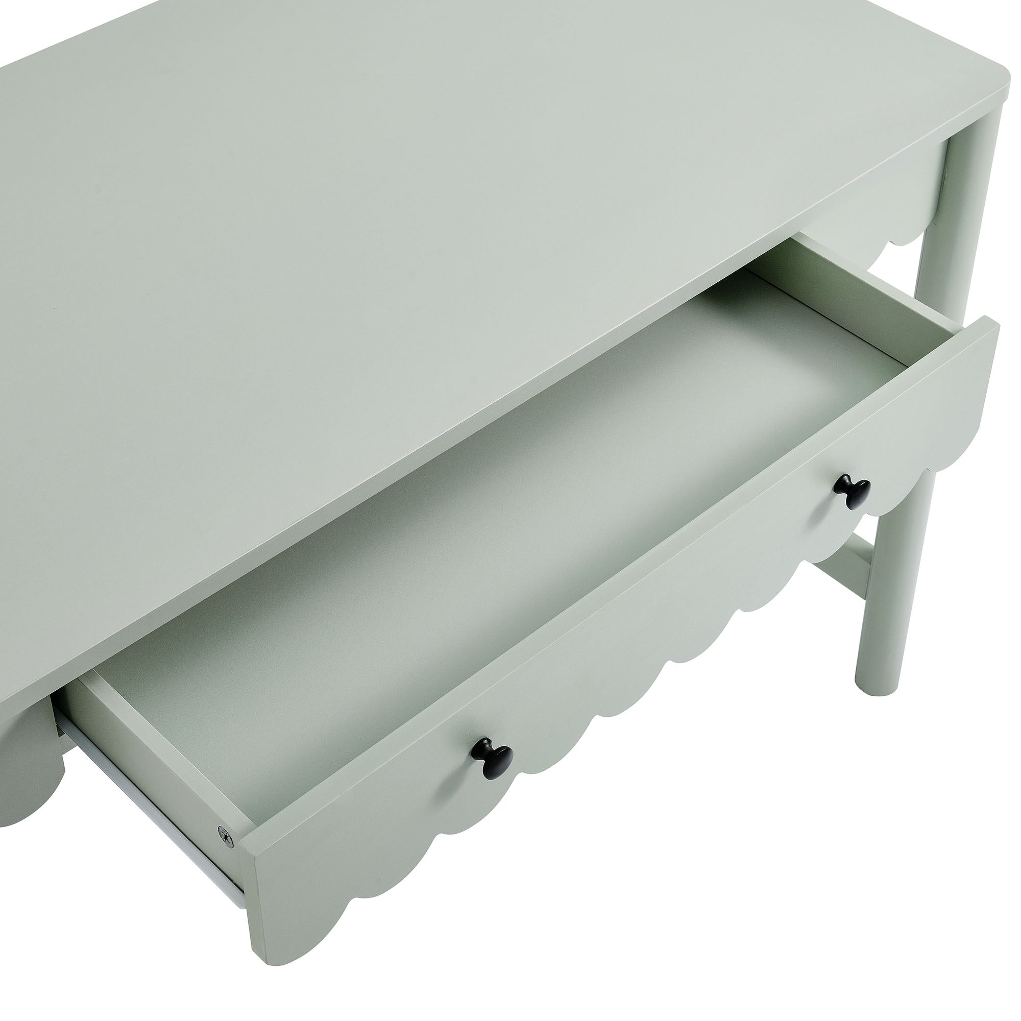 Emmeline 1-Drawer Scallop Writing Desk - Sage