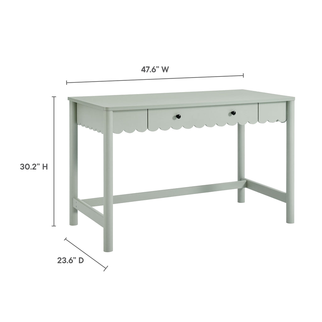 Emmeline 1-Drawer Scallop Writing Desk - Sage