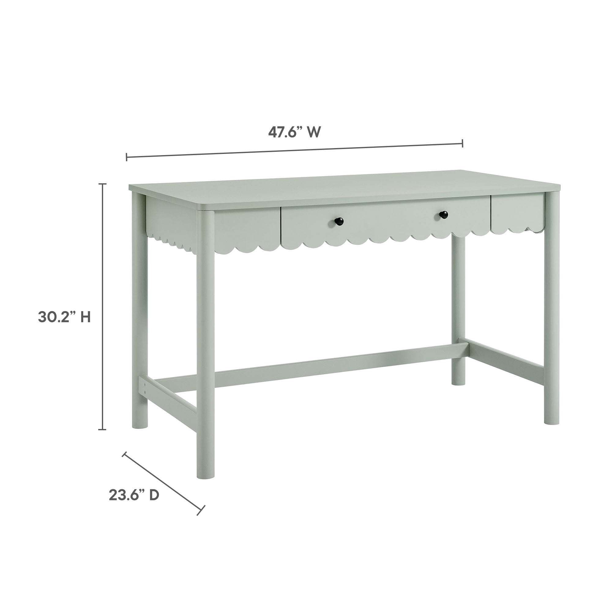 Emmeline 1-Drawer Scallop Writing Desk - Sage