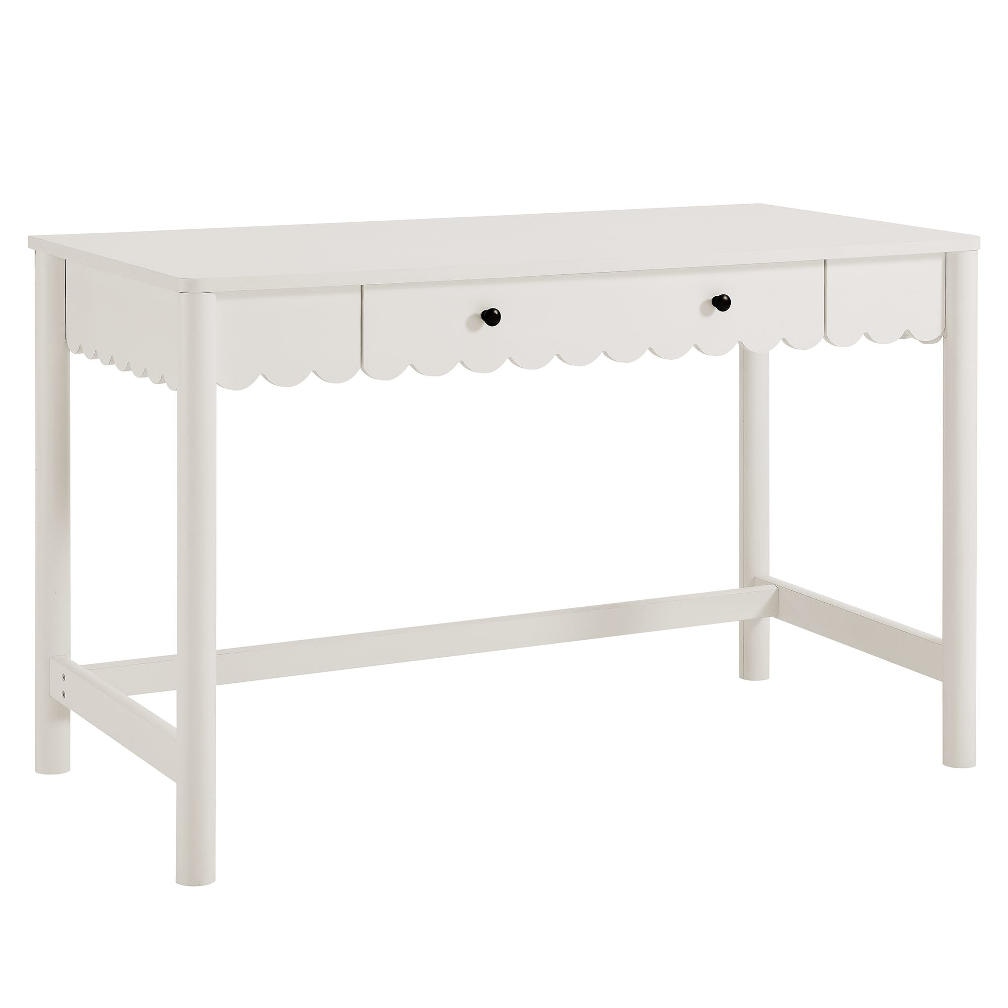 Emmeline 1-Drawer Scallop Writing Desk - White