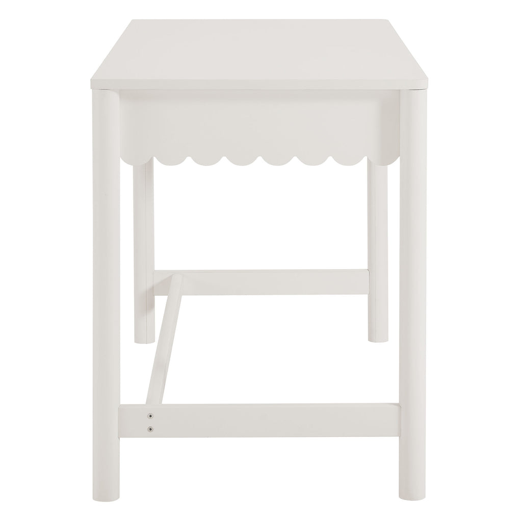 Emmeline 1-Drawer Scallop Writing Desk - White