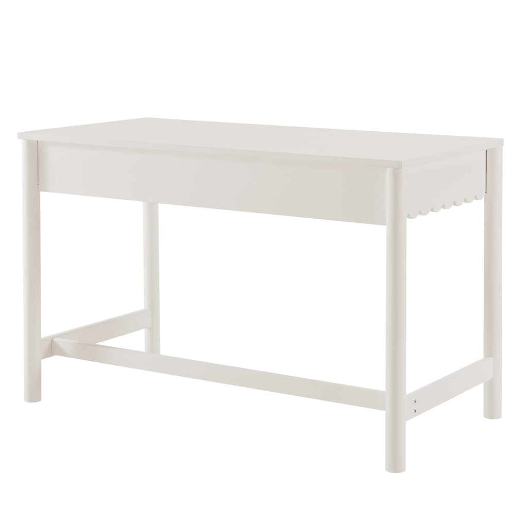 Emmeline 1-Drawer Scallop Writing Desk - White