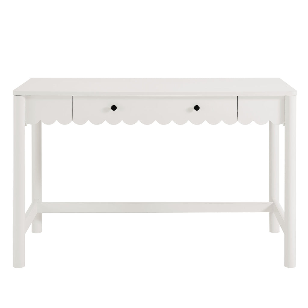 Emmeline 1-Drawer Scallop Writing Desk - White