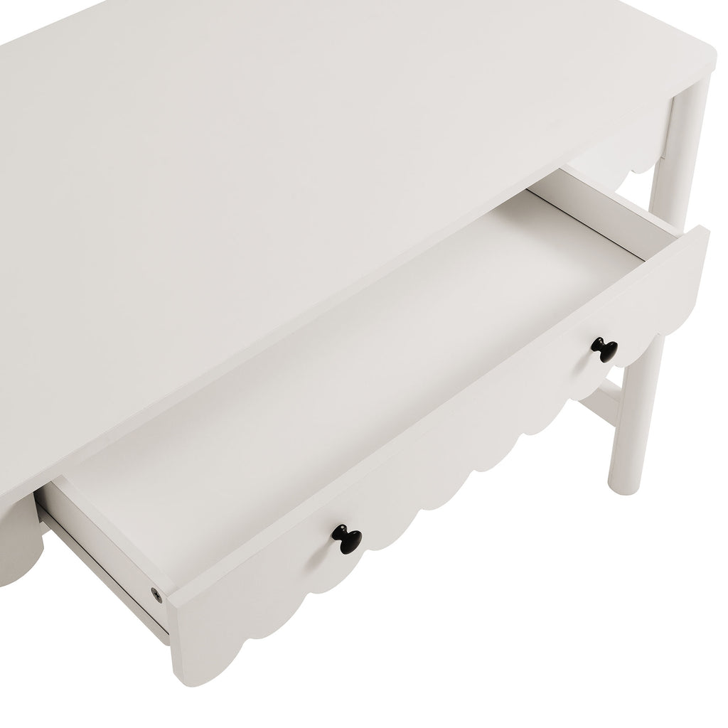 Emmeline 1-Drawer Scallop Writing Desk - White