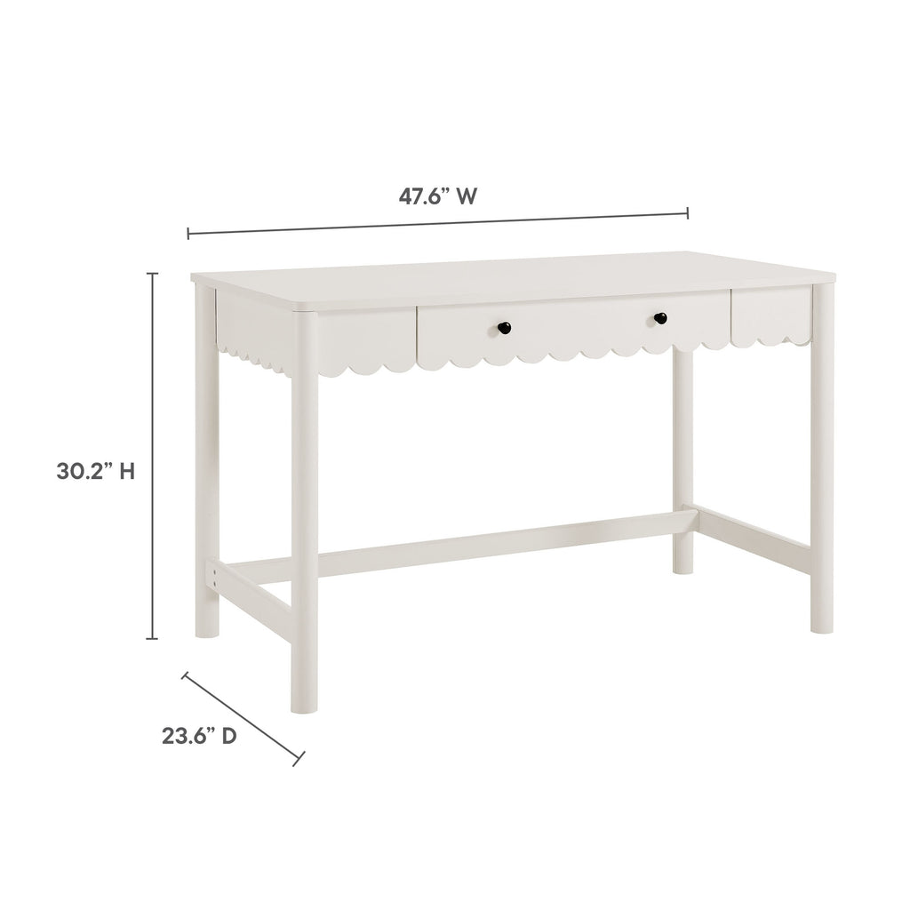 Emmeline 1-Drawer Scallop Writing Desk - White