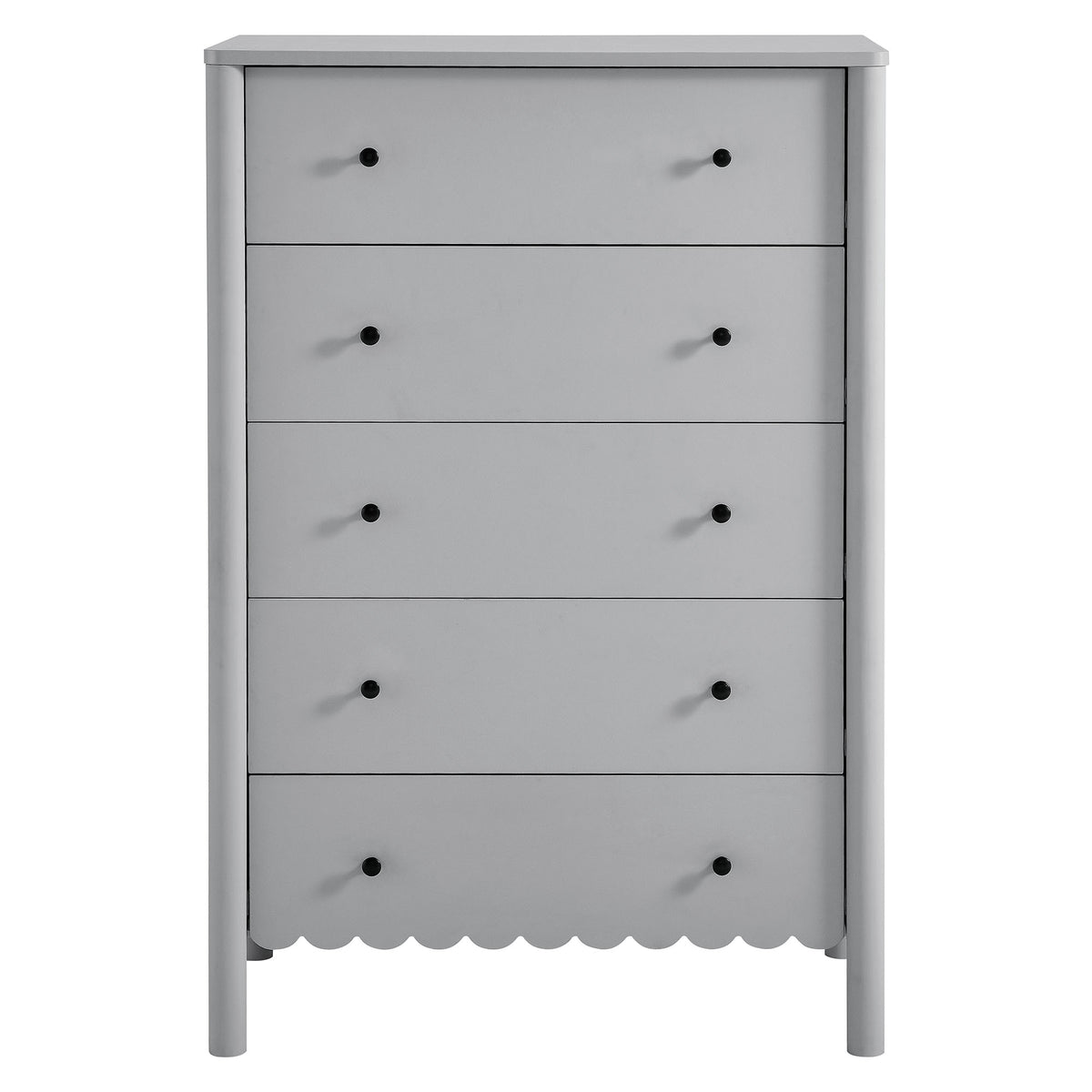 Emmeline Scalloped 5-Drawer Chest - Light Gray