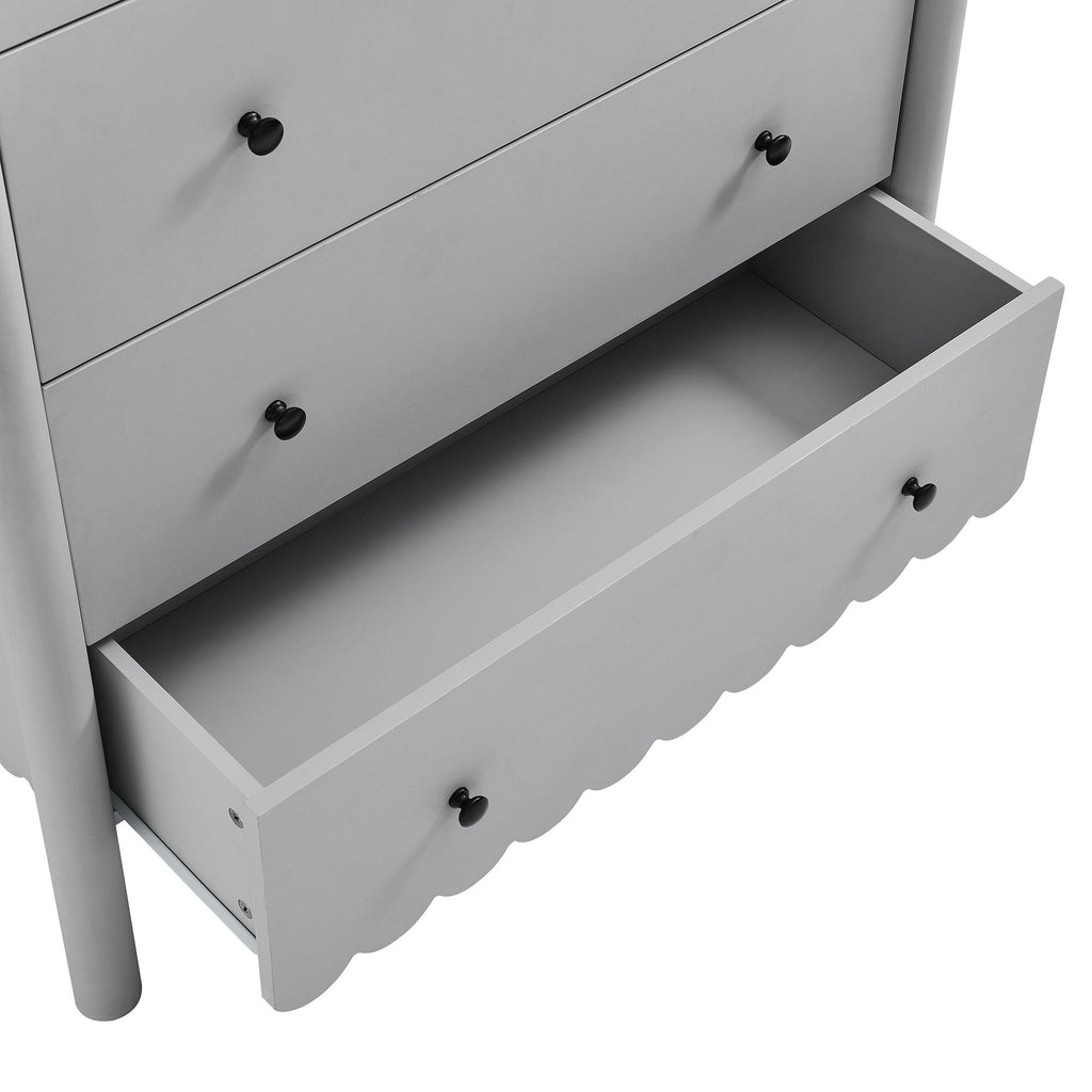 Emmeline Scalloped 5-Drawer Chest - Light Gray