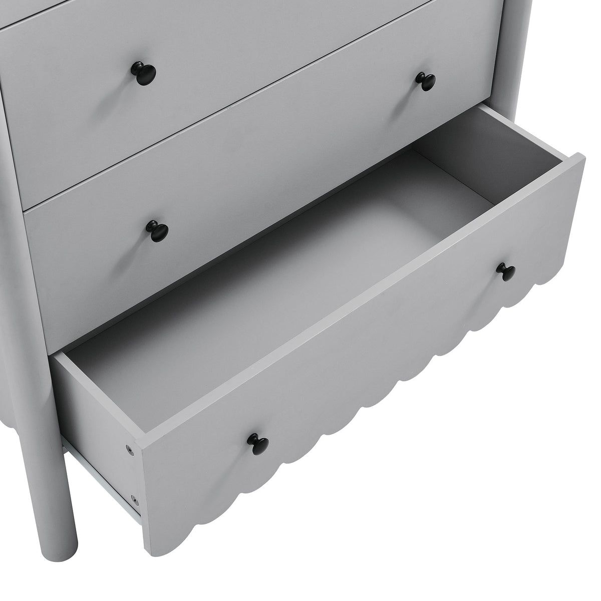 Emmeline Scalloped 5-Drawer Chest - Light Gray