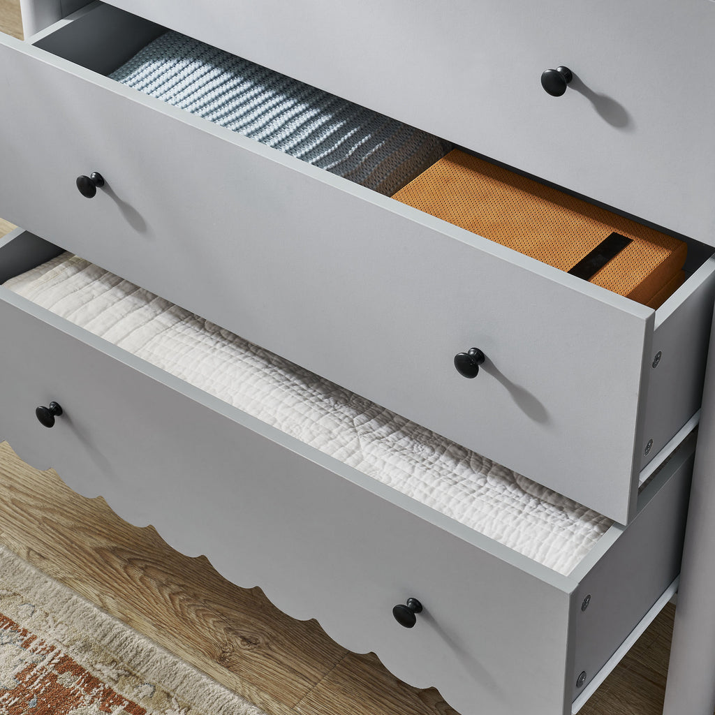 Emmeline Scalloped 5-Drawer Chest - Light Gray