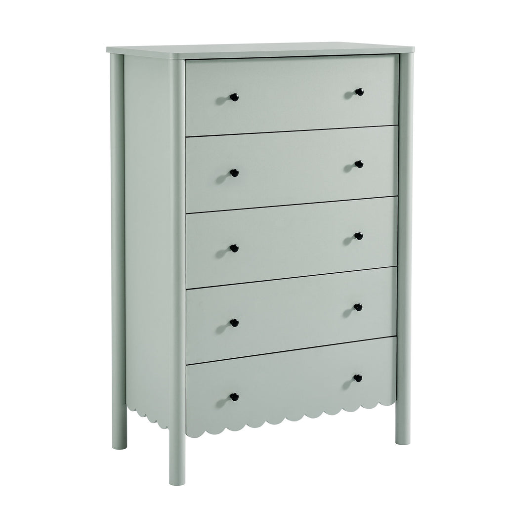 Emmeline Scalloped 5-Drawer Chest - Sage