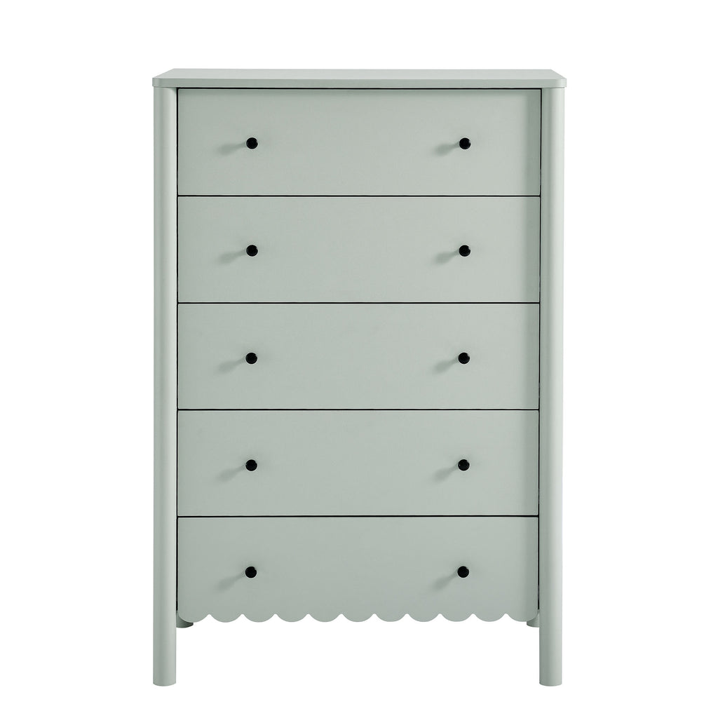 Emmeline Scalloped 5-Drawer Chest - Sage