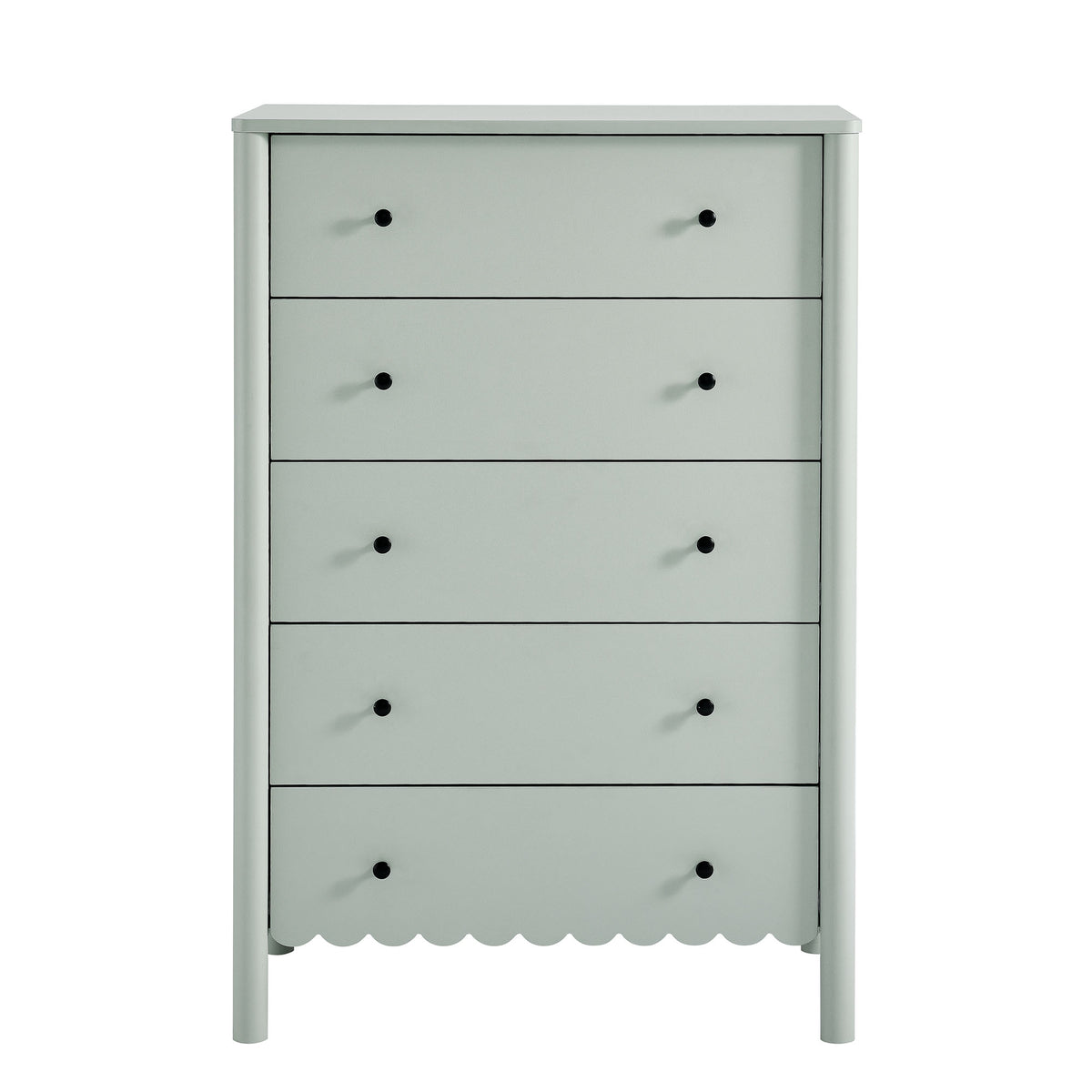Emmeline Scalloped 5-Drawer Chest - Sage