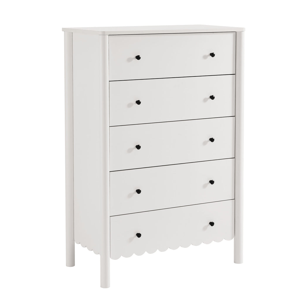 Emmeline Scalloped 5-Drawer Chest - White