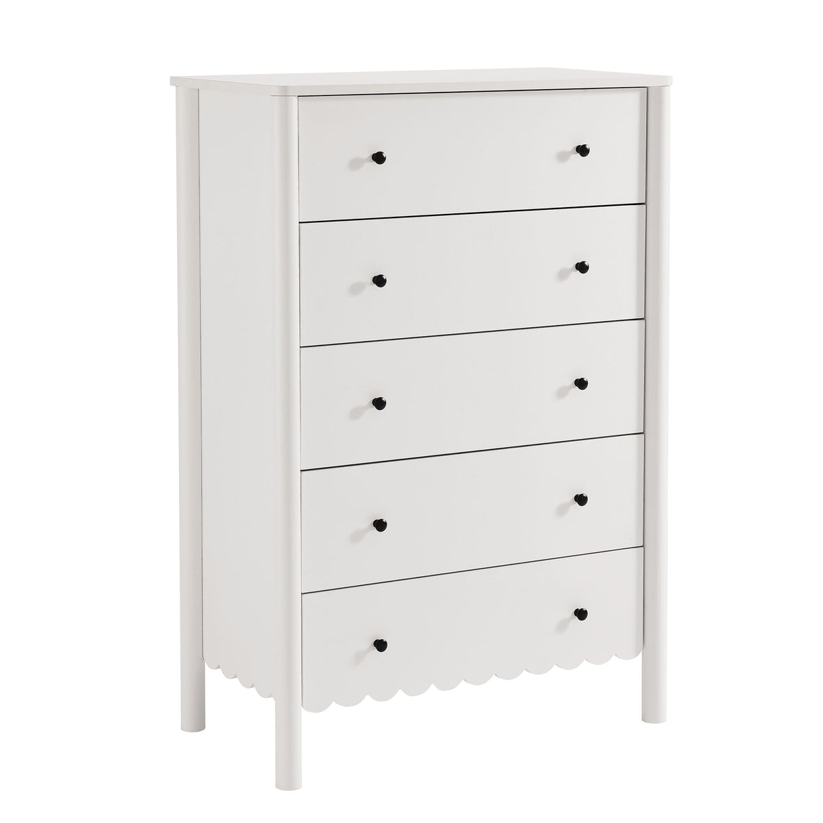 Emmeline Scalloped 5-Drawer Chest - White