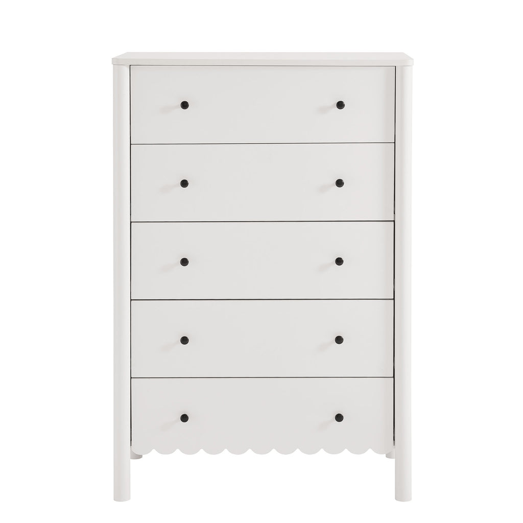 Emmeline Scalloped 5-Drawer Chest - White