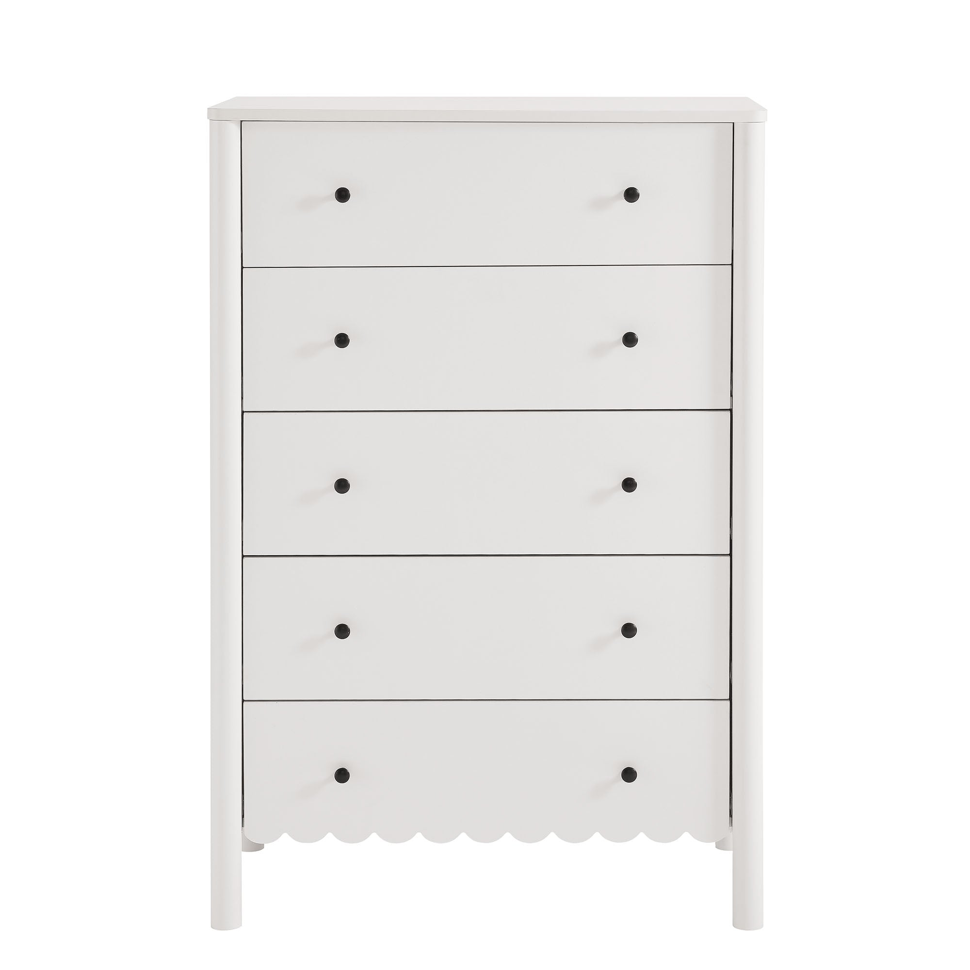 Emmeline Scalloped 5-Drawer Chest - White