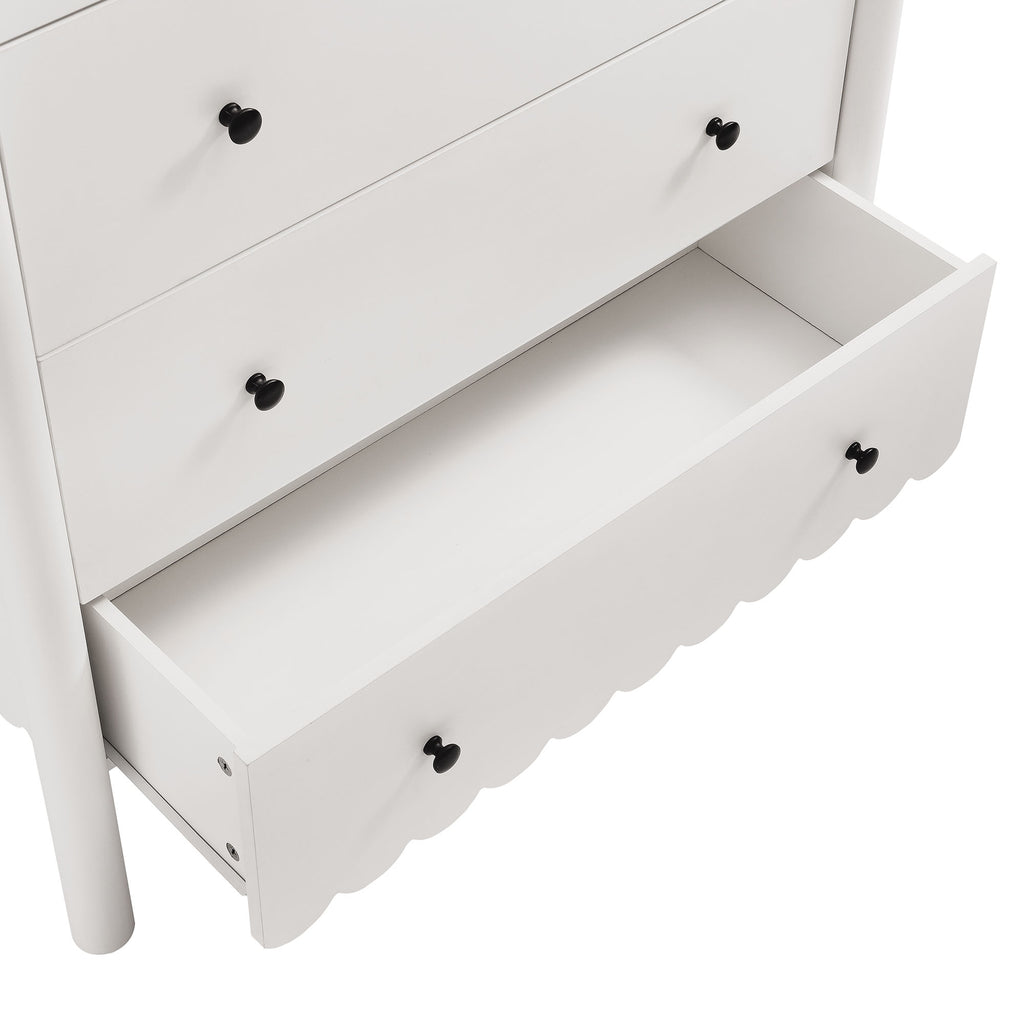 Emmeline Scalloped 5-Drawer Chest - White