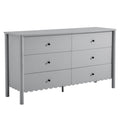 Emmeline Scalloped 6-Drawer Dresser - Light Gray