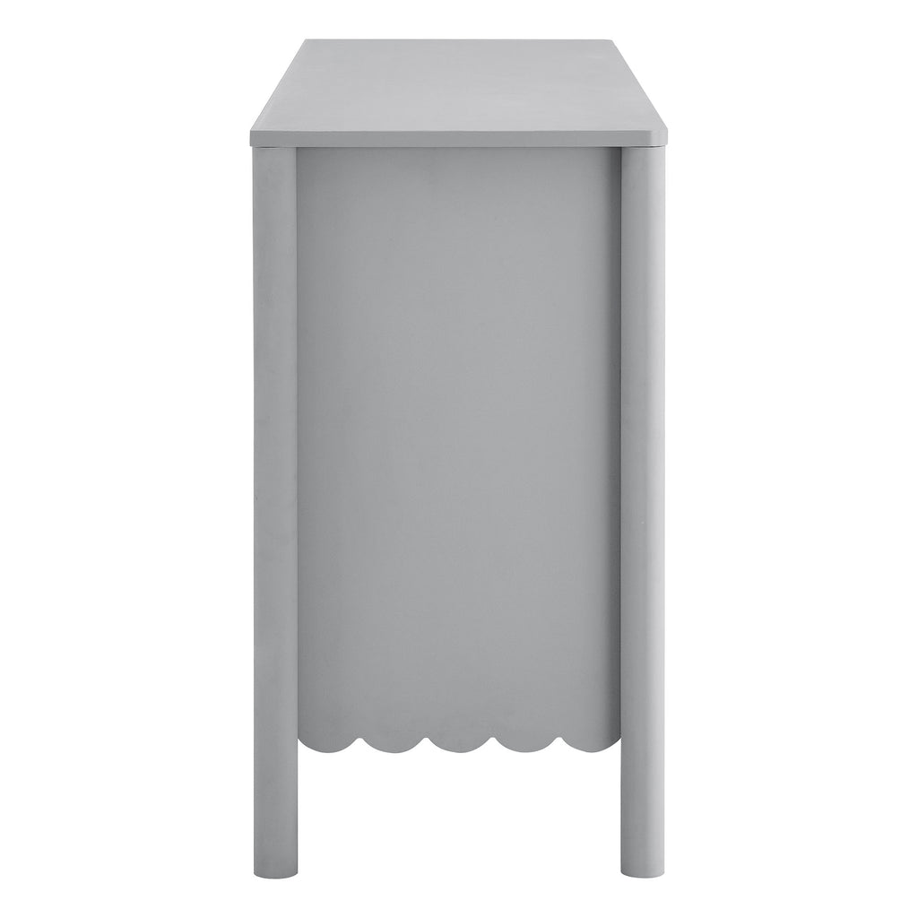 Emmeline Scalloped 6-Drawer Dresser - Light Gray