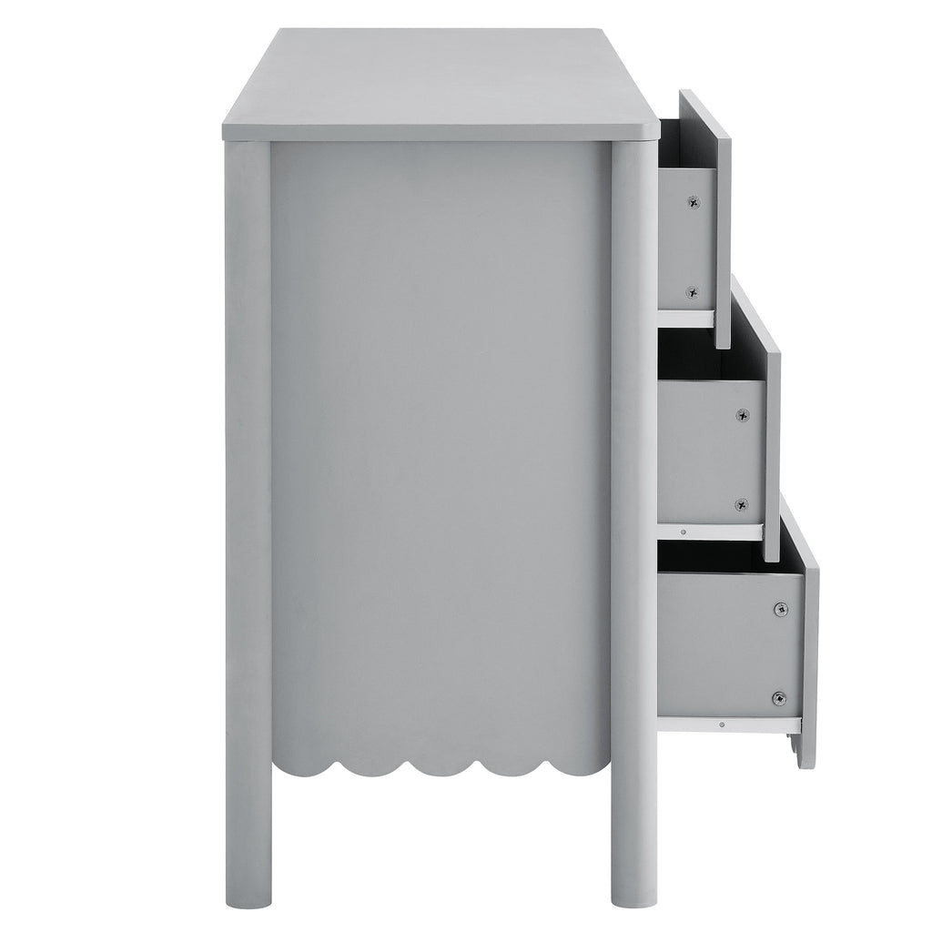 Emmeline Scalloped 6-Drawer Dresser - Light Gray