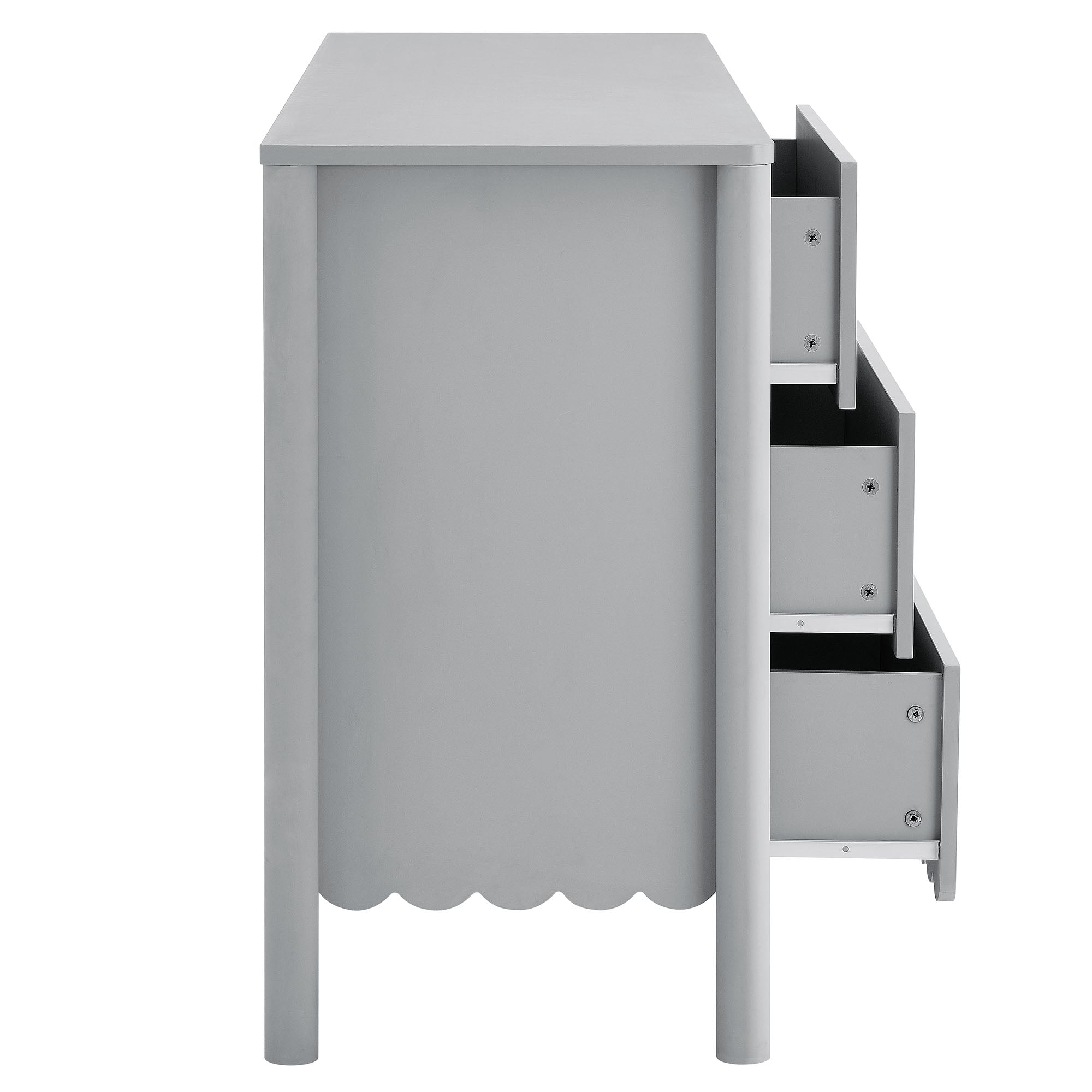 Emmeline Scalloped 6-Drawer Dresser - Light Gray